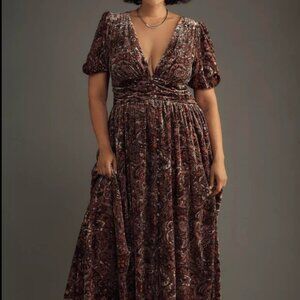Anthropologie: The Katerina Button-Front Dress: Velvet Edition, Size 16